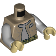 Visuel indicatif Rebrickable de Torse, Gilet avec insigne sur chemise gris bleuté clair, Ceinture avec pochettes motif imprimé (Rebel Trooper), bras gris bleuté clair, mains beiges (Torso, Vest with Badge over Light Bluish Gray Shirt, Belt with Pouches Print (Rebel Trooper), Light Bluish Gray Arms, Tan Hands)
