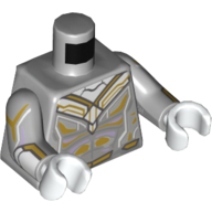 Visuel indicatif Rebrickable de Torse, armure, or et blanc Marquages imprimés (La Vision), bras gris bleuté clair, mains blanches (Torso, Armor, Gold and White Markings Print (The Vision), Light Bluish Gray Arms, White Hands)
