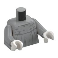 Torse, robe de moine, capuche, motifs imprimés gris bleuté foncé, bras gris bleuté clair, mains blanches (Torso, Friar Robe, Hood, Dark Bluish grey Stitches Print, Light Bluish Gray Arms, White Hands)