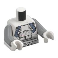 Torse, clone pilote costume, sable bleu tuyaux motif imprimé, bras gris bleuté clair, mains blanches (Torso, Clone Pilot Suit, Sand Blue Hoses Print, Light Bluish Gray Arms, White Hands)