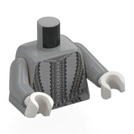 Torse, volants gris bleuté foncé imprimé, bras gris bleuté clair, mains blanches (Torso, Dark Bluish Grey Ruffles Print, Light Bluish Gray Arms, White Hands)