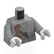 Torse, robe, Argent Garniture, Taches de sang en cuivre imprimé, bras gris bleuté clair, mains blanches (Torso, Robe, Silver Trim, Copper Bloodstains Print, Light Bluish Gray Arms, White Hands)