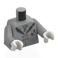 Torse, robe, col noir, cravate, Claps argent motif imprimé, bras gris bleuté clair, mains blanches (Torso, Robe, Black Collar, Tie, Silver Clasps Print, Light Bluish Gray Arms, White Hands)