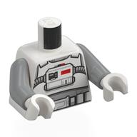 Visuel indicatif Rebrickable de Torse, AT-AT Pilotes Uniforme, Panneau de commande, Bleu clair Gris Tuyaux imprimés, bras gris bleuté clair, mains blanches (Torso, AT-AT Drivers Uniform, Control Panel, Light Bluish Grey Hoses Print, Light Bluish Gray Arms, White Hands)