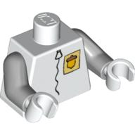 Torse, combinaison spatiale avec motif imprimé acorn jaune, bras gris bleuté clair, mains blanches (Torso, Spacesuit with Yellow Acorn Badge Print, Light Bluish Gray Arms, White Hands)