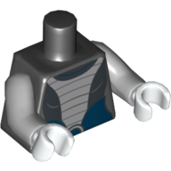 Torse, Bavoir blindé gris clair imprimé (Asajj Ventress), bras gris bleuté clair, mains blanches (Torso, Light Bluish Gray Armoured Bib Print (Asajj Ventress), Light Bluish Gray Arms, White Hands)