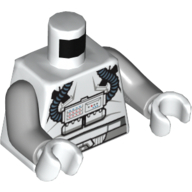 Visuel indicatif Rebrickable de Torse, combinaison de vol pilote clone avec motif imprimé recycleur, bras gris bleuté clair, mains blanches (Torso, Clone Pilot Flight Suit with Rebreather Print, Light Bluish Gray Arms, White Hands)