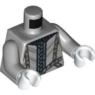 Visuel indicatif Rebrickable de Torse, robe, Gris Ceintures imprimées, bras gris bleuté clair, mains blanches (Torso, Robe, Grey Belts Print, Light Bluish Gray Arms, White Hands)