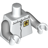 Torse, combinaison spatiale avec col riveté et insigne de gland de vert citron imprimé (joues sablonneuses), bras gris bleuté clair, mains blanches (Torso, Spacesuit with Riveted Collar and Lime Acorn Badge Print (Sandy Cheeks), Light Bluish Gray Arms, White Hands)