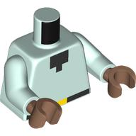 Torse, collier noir pixellisé Minecraft, ceinture, motif : boucle jaune, bras vert d’eau clair, mains brun moyen (Torso, Minecraft Pixelated Black Collar, Belt, Yellow Buckle Print, Light Aqua Arms, Medium Brown Hands)