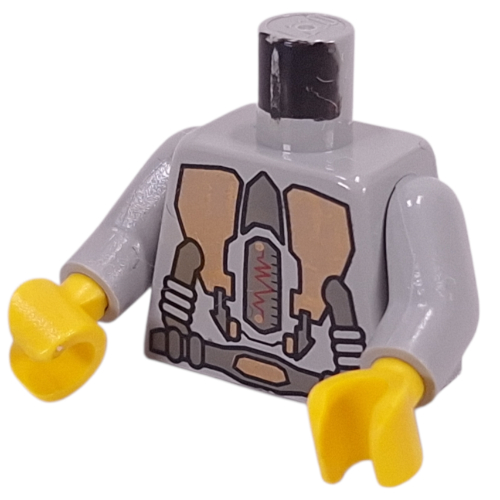 Visuel indicatif Rebrickable de Torse, combinaison spatiale, machines triangulaires or et motif imprimé ceinture, bras gris clair, mains jaunes (Torso, Spacesuit, Gold Triangular Machinery and Belt Print, Light Gray Arms, Yellow Hands)