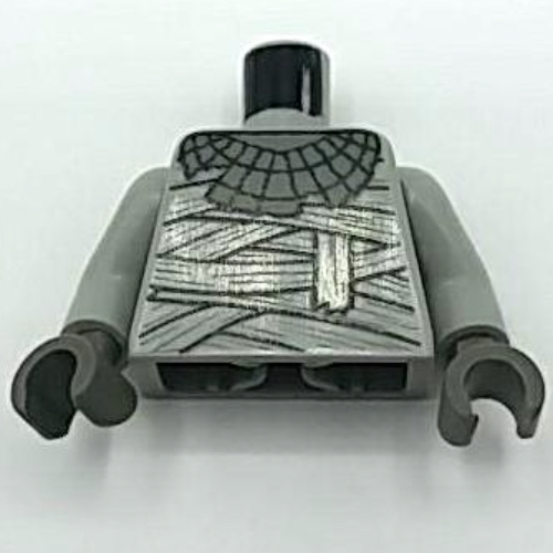 Torse, Bandage emballage et collier motif imprimé (maman), bras gris clair, mains gris foncé (Torso, Bandage Wrapping and Necklace Print (Mummy), Light Gray Arms, Dark Gray Hands)