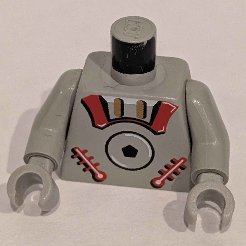 Visuel indicatif Rebrickable de Torse, motif imprimé Astrobot, bras et mains gris clair (Torso, Astrobot Print, Light Gray Arms and Hands)