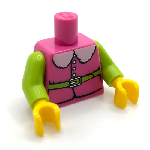 Visuel indicatif Rebrickable de Torse, veste avec col en fourrure, motif : ceinture vert citron, bras vert citron, mains jaunes (Torso, Jacket with Fur Collar, Lime Belt Print, Lime Arms, Yellow Hands)