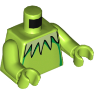 Visuel indicatif Rebrickable de Torse, col vert jaunâtre, motif imprimé ombre verte, bras et mains vert citron (Torso, Yellowish Green Collar, Green Shadow Print, Lime Arms and Hands)