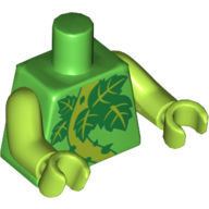 Visuel indicatif Rebrickable de Torse, vignes de plantes avec des épines et des feuilles vertes et vert citron imprimé, bras et mains vert citron (Torso, Plant Vines with Thorns and Green and Lime Leaves Print, Lime Arms and Hands)