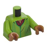 Torse, poncho, motif vert, garniture, chemise rouge foncé, motif imprimé sur la poitrine, bras vert citron, mains nougat moyen (Torso, Poncho, Green Motive, Trim, Dark Red Shirt, Chest Print, Lime Arms, Medium Nougat Hands)