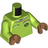 Torse, chemise de football, col blanc, poches motif imprimé, bras vert citron, mains nougat moyen (Torso, Soccer Shirt, White Collar, Pockets Print, Lime Arms, Medium Nougat Hands)