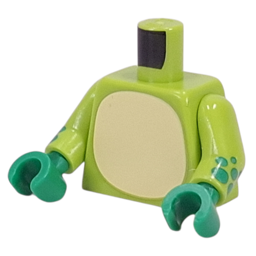 Visuel indicatif Rebrickable de Torse, vert jaunâtre motif imprimé ventre, bras vert citron, mains vertes (Torso, Yellowish Green Belly Print, Lime Arms, Green Hands)