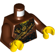 Torse, robe avec ceinture de ceinture brun foncé et or Détail motif imprimé, bras brun rougeâtre, mains jaunes (Torso, Robe with Dark Brown Sash Belt and Gold Detailing Print, Reddish Brown Arms, Yellow Hands)
