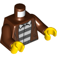 Torse, veste, ouvert sur Prison Chemise imprimé, bras brun rougeâtre, mains jaunes (Torso, Jacket, Open over Prison Shirt Print, Reddish Brown Arms, Yellow Hands)