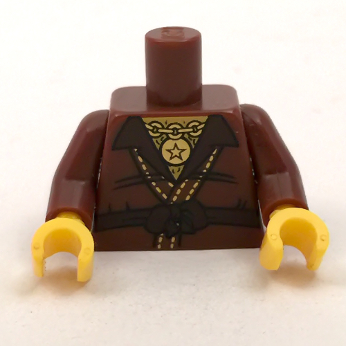 Torse, robe, Chaîne en or / Étoile d'or sur le dos motif imprimé, bras brun rougeâtre, mains jaunes (Torso, Robe, Gold Chain / Gold Star on Back Print, Reddish Brown Arms, Yellow Hands)