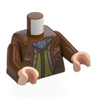 Torse, manteau, vert olive court, bleu sable motif imprimé Ascot, bras brun rougeâtre, mains nougat clair (Torso, Coat, Olive Green Short, Sand Blue Ascot Print, Reddish Brown Arms, Light Nougat Hands)