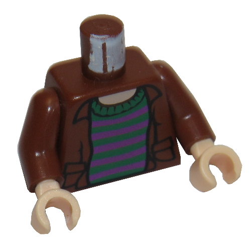Torse, Chemise, ouvert sur Motif imprimé pull à rayures (Ron Weasley), bras brun rougeâtre, mains nougat clair (Torso, Shirt, Open over Striped Sweater Print (Ron Weasley), Reddish Brown Arms, Light Nougat Hands)
