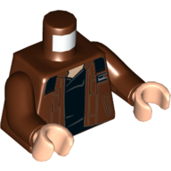 Torse, veste, Noir Sous-chemise imprimé, bras brun rougeâtre, mains nougat clair (Torso, Jacket, Black Undershirt Print, Reddish Brown Arms, Light Nougat Hands)