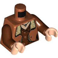 Torse, veste, col en fourrure beige, sous-chemise brun rougeâtre, motif imprimé collier, bras brun rougeâtre, mains nougat clair (Torso, Jacket, Tan Fur Collar, Reddish Brown Undershirt, Necklace Print, Reddish Brown Arms, Light Nougat Hands)