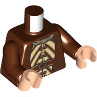 Torse, veste, Tunique à rayures marron beige/rougeâtre, ceinture, motif : écharpe beige foncé, bras brun rougeâtre, mains nougat clair (Torso, Jacket, Tan/Reddish Brown Striped Tunic, Belt, Dark Tan Scarf Print, Reddish Brown Arms, Light Nougat Hands)
