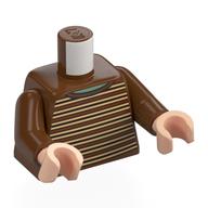 Torse, pull, motif : rayures beiges et brun foncé, bras brun rougeâtre, mains nougat clair (Torso, Sweater, Tan and Dark Brown Stripes Print, Reddish Brown Arms, Light Nougat Hands)