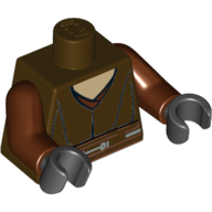 Torse, robe jedi, blanc sous-vêtement motif imprimé (Plo Koon), bras brun rougeâtre, mains noires (Torso, Jedi Robe, White Undershirt Print (Plo Koon), Reddish Brown Arms, Black Hands)