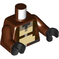 Torse, veste, feu pixélisé et chemise feu foncé imprimé, bras brun rougeâtre, mains noires (Torso, Jacket, Pixelated Tan and Dark Tan Shirt Print, Reddish Brown Arms, Black Hands)