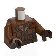 Torse, manteau, à carreaux brun foncé, poches, pull orange, motif imprimé fermeture éclair, bras brun rougeâtre, mains brun foncé (Torso, Coat, Dark Brown Plaid, Pockets, Orange Sweater, Zipper Print, Reddish Brown Arms, Dark Brown Hands)