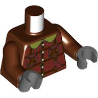 Torse, manteau à carreaux, motif : col vert olive, bras brun rougeâtre, mains gris bleuté foncé (Torso, Checkered Coat, Olive Green Collar Print, Reddish Brown Arms, Dark Bluish Gray Hands)