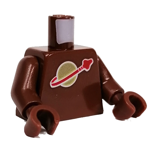 Torse, espace classique logo motif imprimé, bras et mains brun rougeâtre (Torso, Classic Space Logo Print, Reddish Brown Arms and Hands)