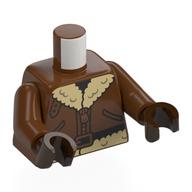 Torse, blouson bomber, col en fourrure beige, motif imprimé à glissière en cuivre, bras et mains brun rougeâtre (Torso, Bomber Jacket, Thich Tan Fur Collar, Copper Zipper Print, Reddish Brown Arms and Hands)