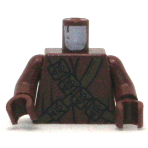 Torse, robe, bretelles croisées marron avec pochettes motif imprimé (jawa), bras et mains brun rougeâtre (Torso, Robe, Brown Cross Straps with Pouches Print (Jawa), Reddish Brown Arms and Hands)