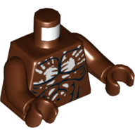 Torse, contour des muscles et motif imprimé à la main blanc (berserker), bras et mains brun rougeâtre (Torso, Muscles Outline and White Handprint Print (Berserker), Reddish Brown Arms and Hands)