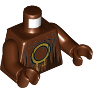 Torse, robe avec ombrage brun foncé et motif imprimé bague en or, bras et mains brun rougeâtre (Torso, Robe with Dark Brown Shading and Gold Ring Print, Reddish Brown Arms and Hands)