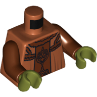 Torse, neimoidian viceroy robe motif imprimé, bras brun rougeâtre, mains vert olive (Torso, Neimoidian Viceroy Robe Print, Reddish Brown Arms, Olive Green Hands)