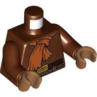 Torse, tunique avec écharpe orange foncé, ceinture et motif imprimé corde (maman nadon), bras brun rougeâtre, mains nougat moyen (Torso, Tunic with Dark Orange Scarf, Belt, and Rope Print (Momaw Nadon), Reddish Brown Arms, Medium Nougat Hands)