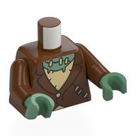 Torse, veste, Stiches, chemise beige, Poitrine vert sable, Motif imprimé cicatrice, bras brun rougeâtre, mains vert sable (Torso, Jacket, Stiches, Tan Shirt, Sand Green Chest, Scar Print, Reddish Brown Arms, Sand Green Hands)