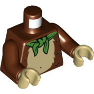 Torse, estomac de singe de fourrure avec motif imprimé de foulard vert, bras brun rougeâtre, mains beiges (Torso, Fur Monkey Stomach with Green Neckerchief Print, Reddish Brown Arms, Tan Hands)