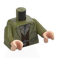 Torse, veste, fest brun foncé, chaîne argentée, motif : chemise beige foncé, bras vert olive, mains nougat clair (Torso, Jacket, Dark Brown Fest, Silver Chain, Dark Tan Shirt Print, Olive Green Arms, Light Nougat Hands)