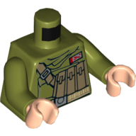Visuel indicatif Rebrickable de Veste de torse, ceinture utilitaire avec des munitions, sangle, et badge de rang motif imprimé (émir ématt), bras vert olive, mains nougat clair (Torso Jacket, Utility Belt with Ammo, Strap, and Rank Badge Print (Admiral Ematt), Olive Green Arms, Light Nougat Hands)
