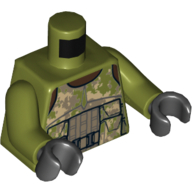 Torse camouflage élite corps armure de soldat motif imprimé, bras vert olive, mains noires (Torso Camouflage Elite Corps Trooper Body Armour Print, Olive Green Arms, Black Hands)