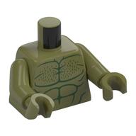 Visuel indicatif Rebrickable de Torse, vert foncé Muscles motif imprimé, bras et mains vert olive (Torso, Dark Green Muscles Print, Olive Green Arms and Hands)