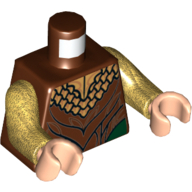 Visuel indicatif Rebrickable de Armure elfe torse avec motif imprimé collier or, bras or nacré, mains nougat clair (Torso Elven Armour with Gold Collar Print, Pearl Gold Arms, Light Nougat Hands)